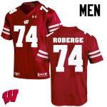 Men's Wisconsin Badgers NCAA #74 Gunnar Roberge Red Authentic Under Armour Stitched College Football Jersey UK31W61BH